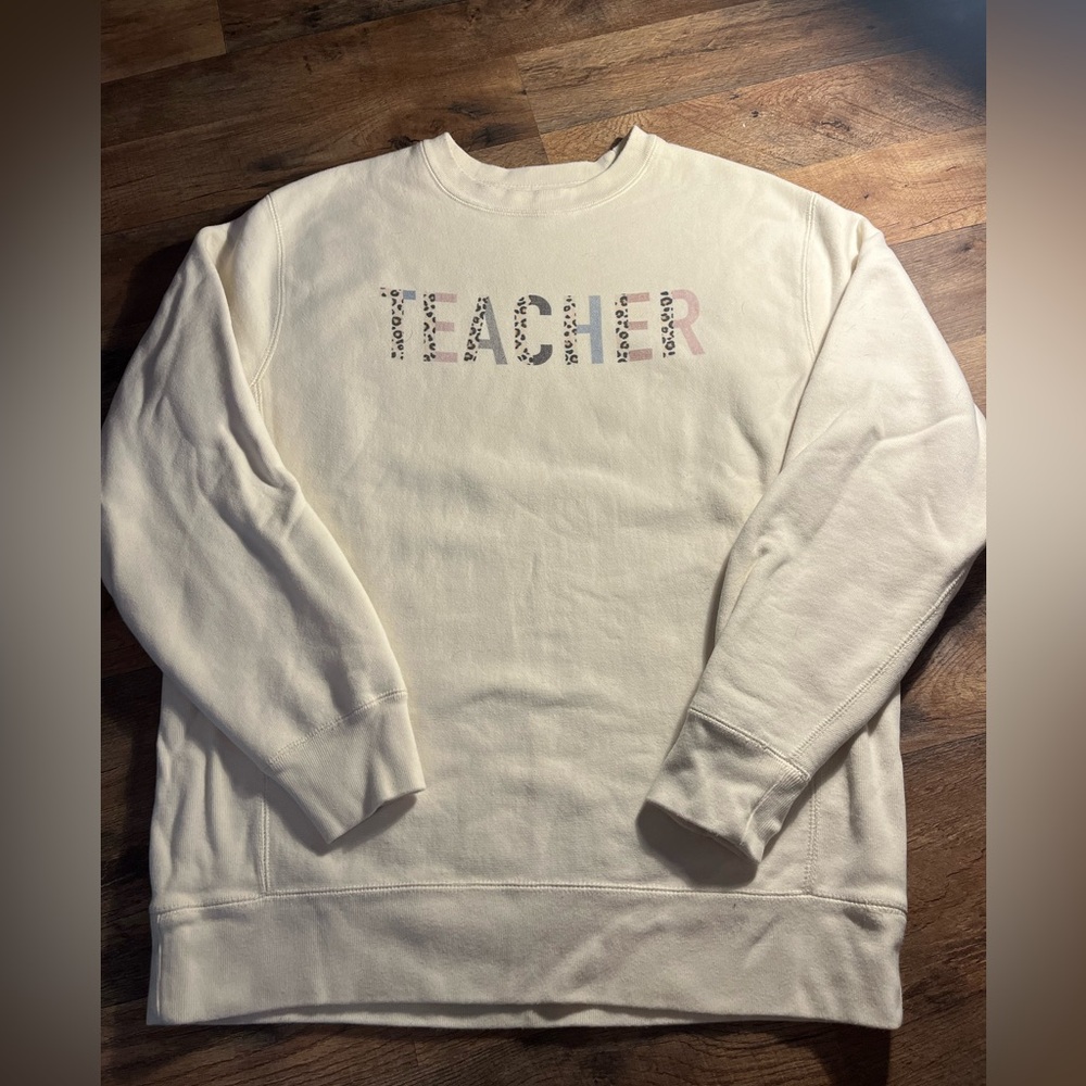 Teacher leopard print crewneck sweatshirt
